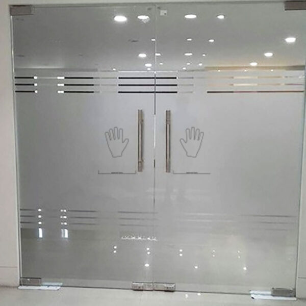 Antimicrobial adhesive door stickers by Tarifold